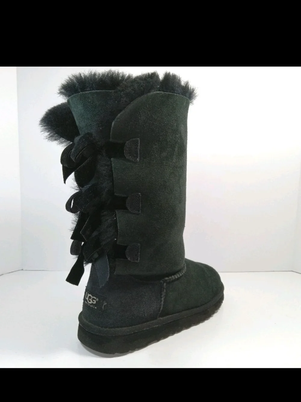 Ugg Bailey Bow Tall II Women’s Dark Green Suede Shearling Winter Boots Sz 4 US